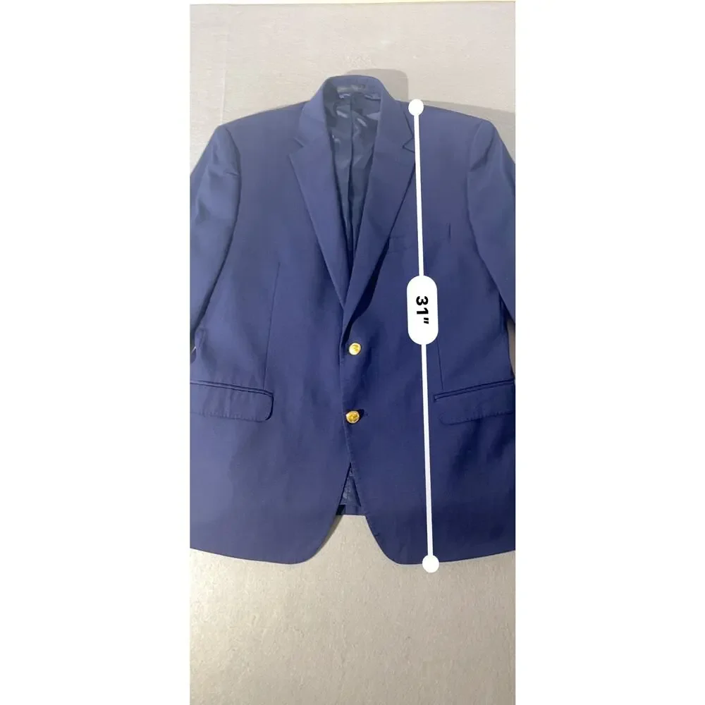Lauren Ralph Lauren Navy Wool Blend Blazer 44R Gold Buttons